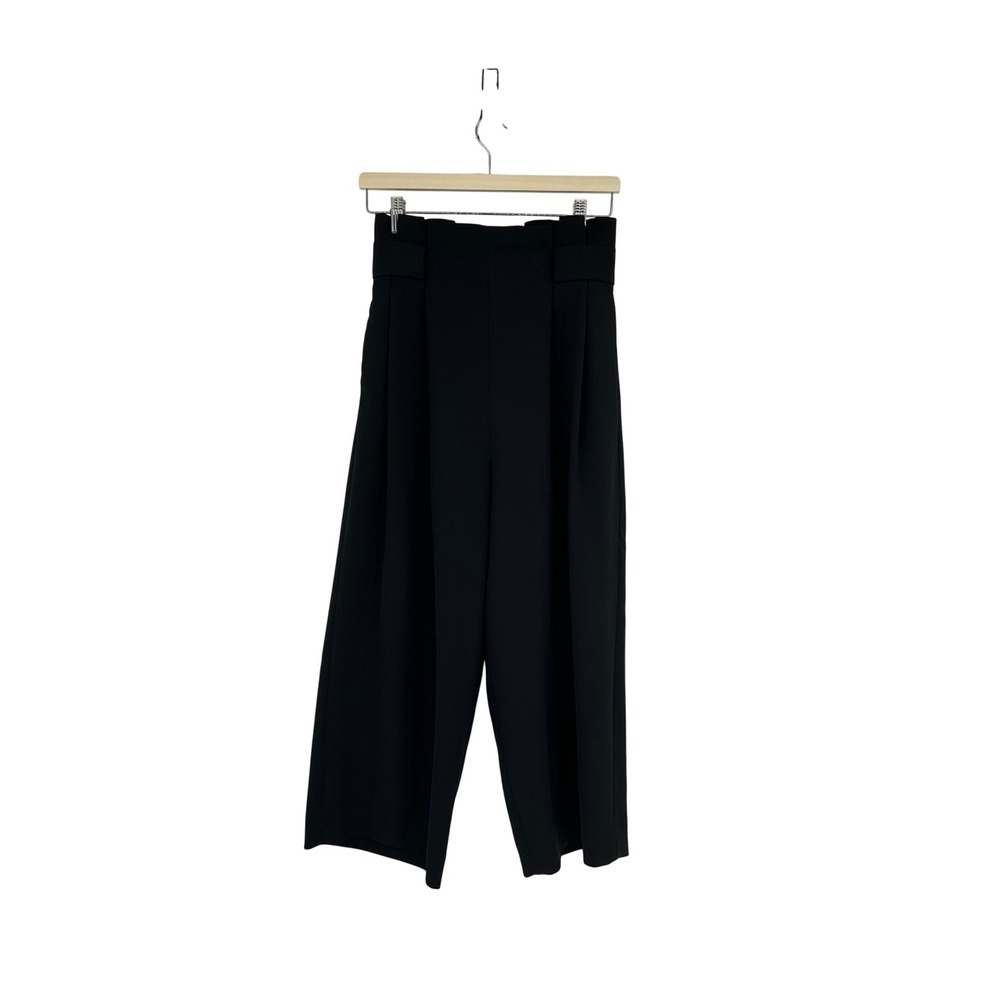 COS Black High Waisted Pleated Wide Leg Culotte Trousers Size 4 Quiet Luxury